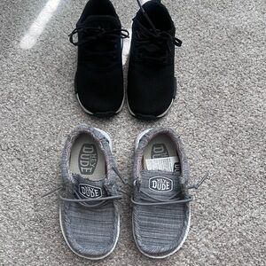 Toddler Adidas and Hey Dude sneakers